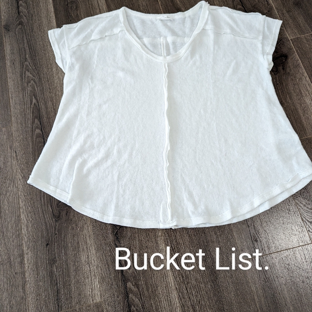 - Bucket List French Terry, V Neck, slouchy top with Cap Sleeves. Size…
